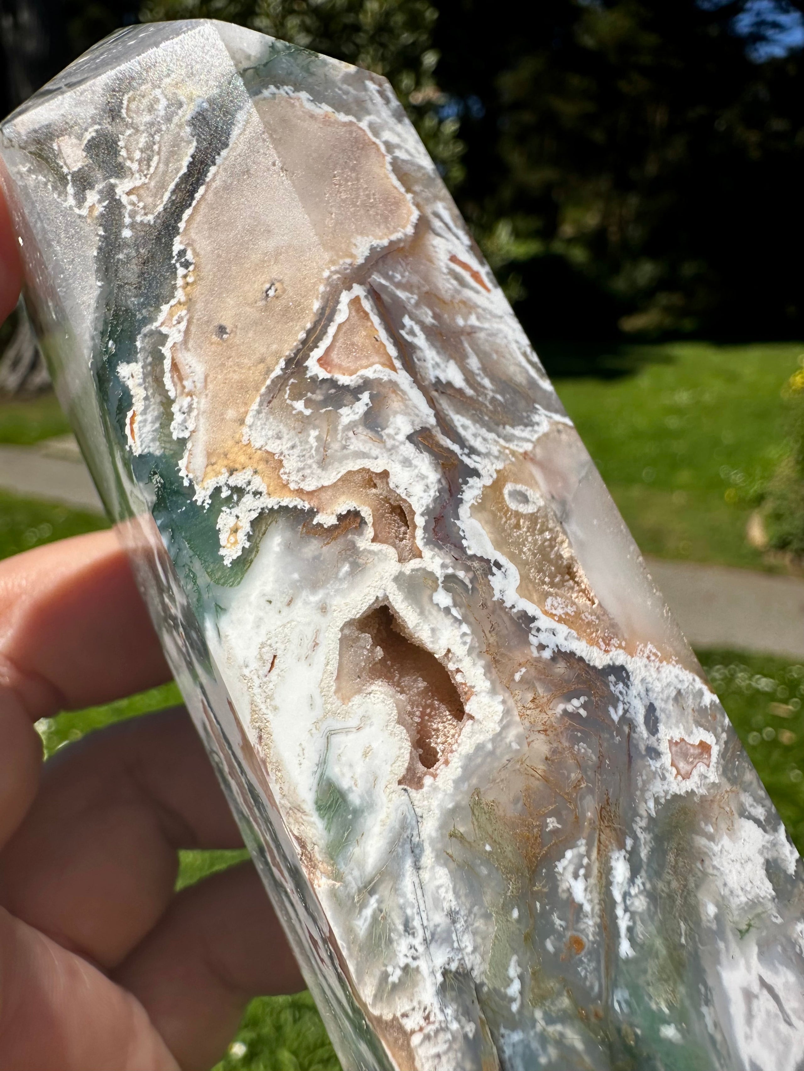 rainbow moss agate moss agate crystal tower Diamondgirlsf